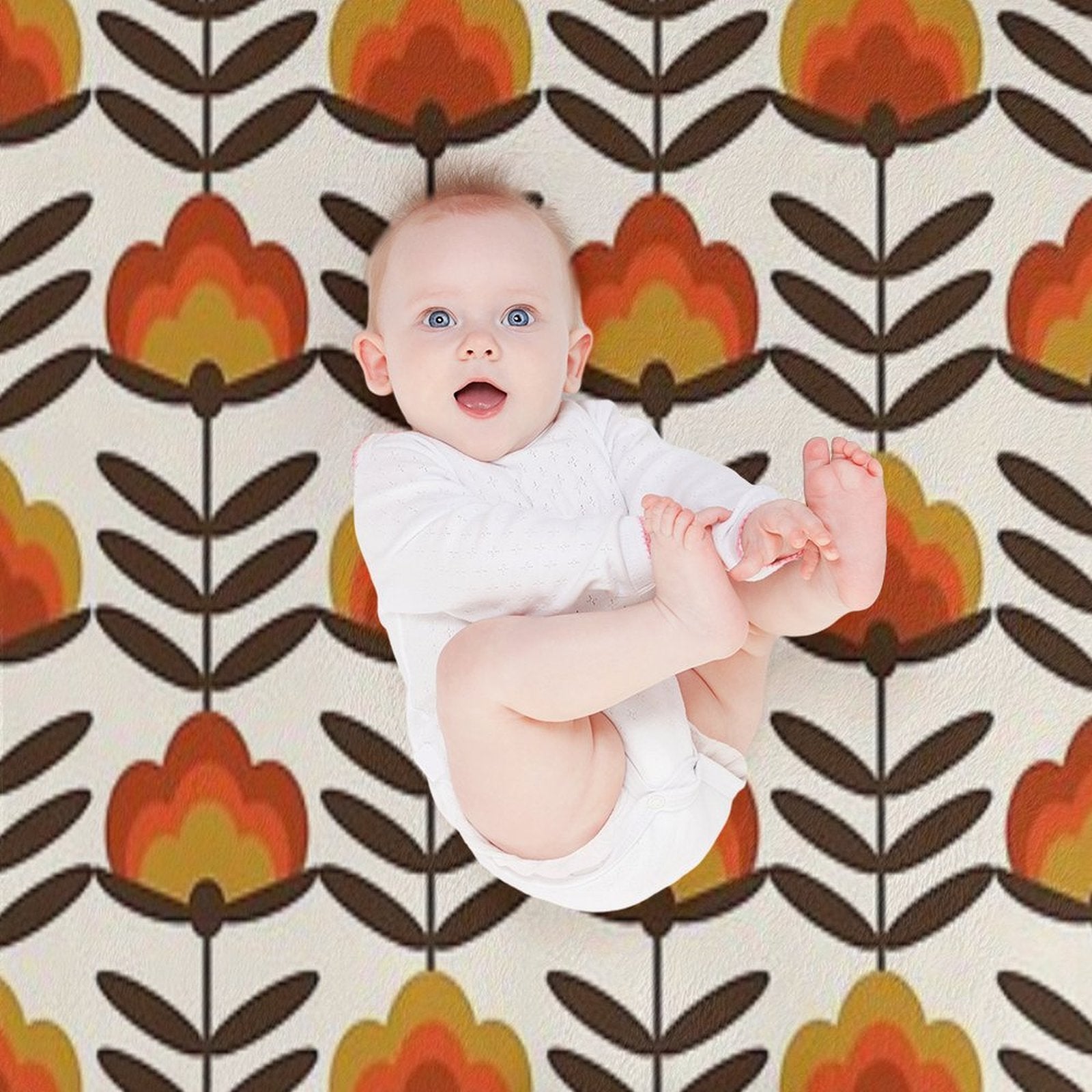 Boogie - Retro Florals Minimal Trendy 70s Style Throwback Flower Pattern Versatility Throw Blanket