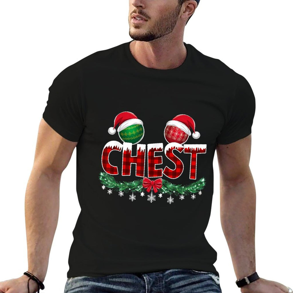 Chest Nuts Christmas T Matching Couple Chestnuts Chest  Stretchy T-Shirt