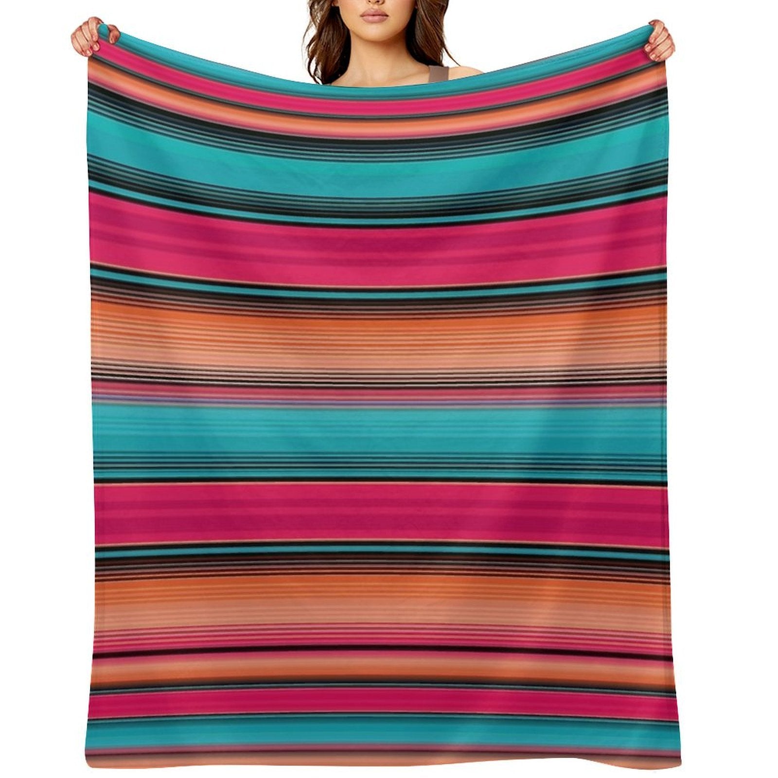 Sarape Rosa Pink Cute Mexican Blanket Serape Pattern Travel-friendly Throw Blanket