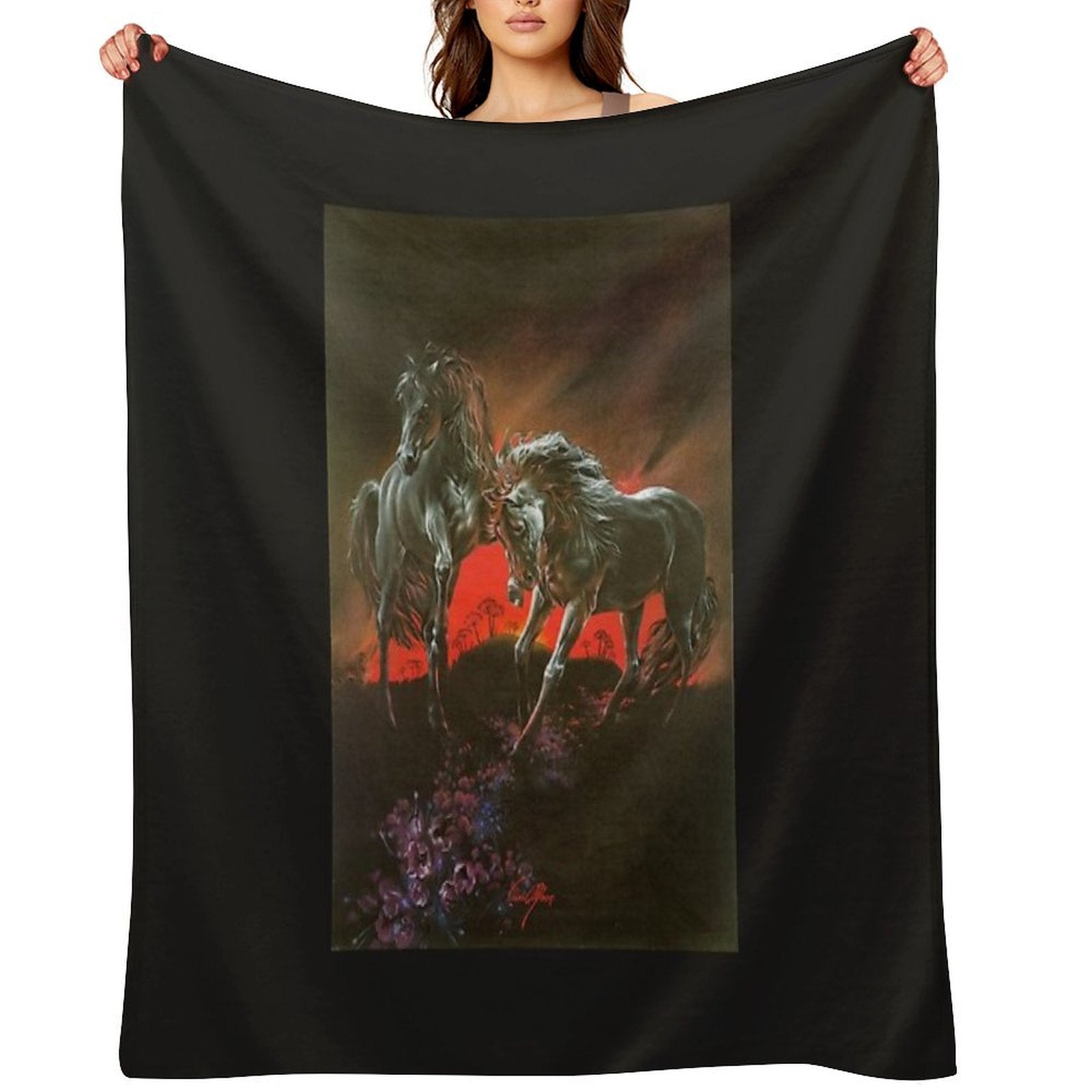 Dark Horses Durable Throw Blanket