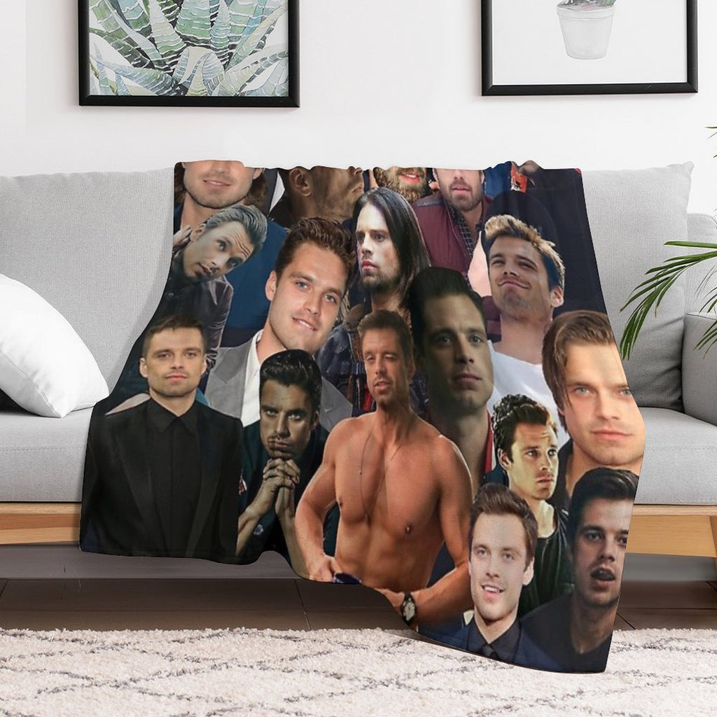 Sebastian Stan Photo Collage Eco-conscious Throw Blanket