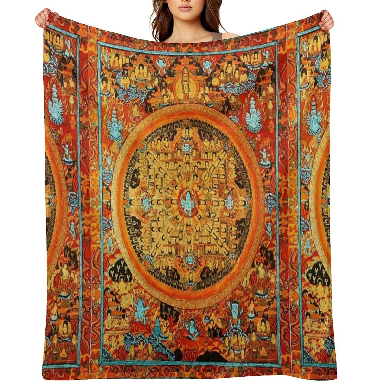 Buddhist Mandala Ashta Bhairava Thangka 45 Durable Throw Blanket