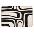 Palm Springs Retro Midcentury Modern Abstract Pattern Black And Almond Cream  Easy Maintenance Bath Mat