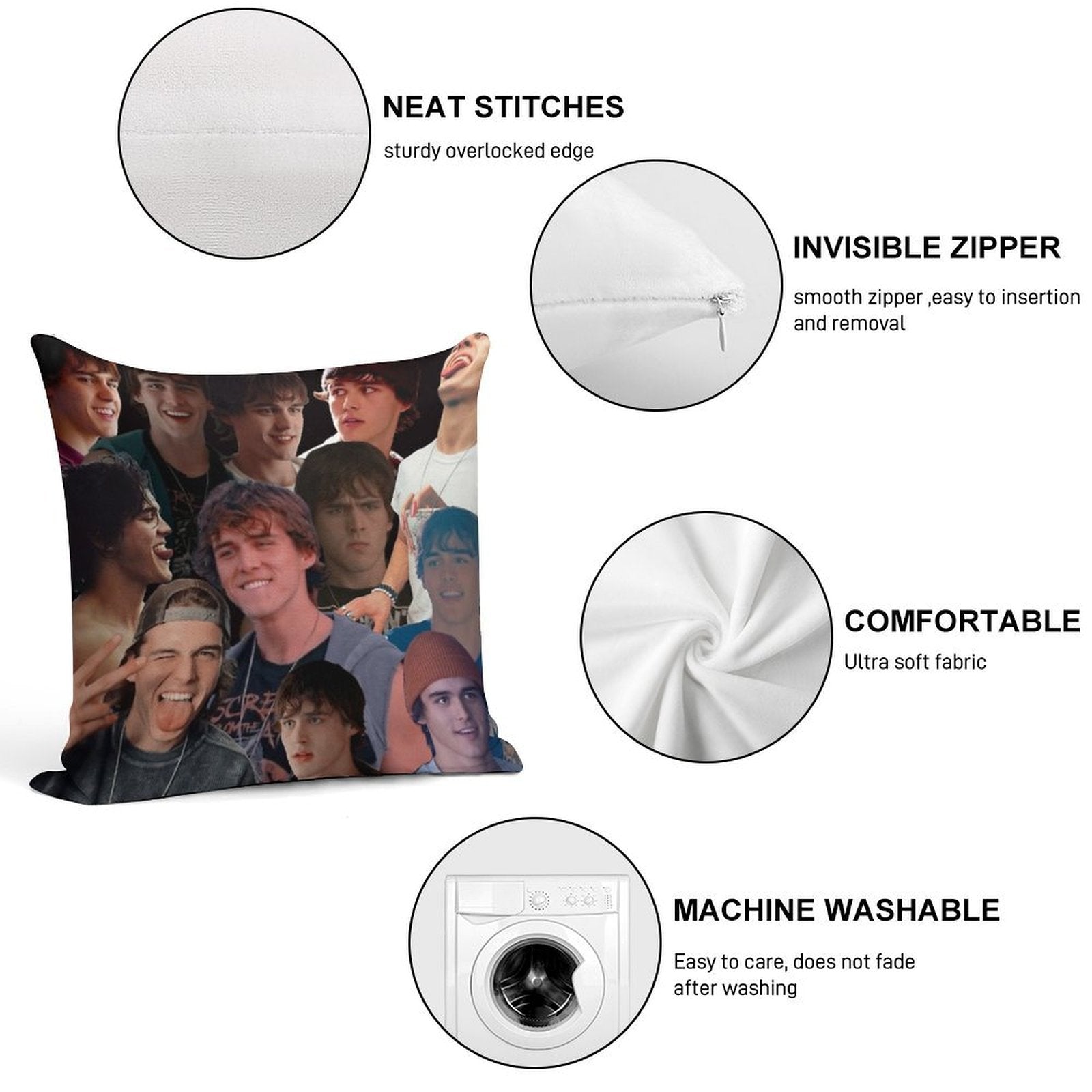 Charlie Gillespie Collage Soft Skin-Friendly Throw Pillow