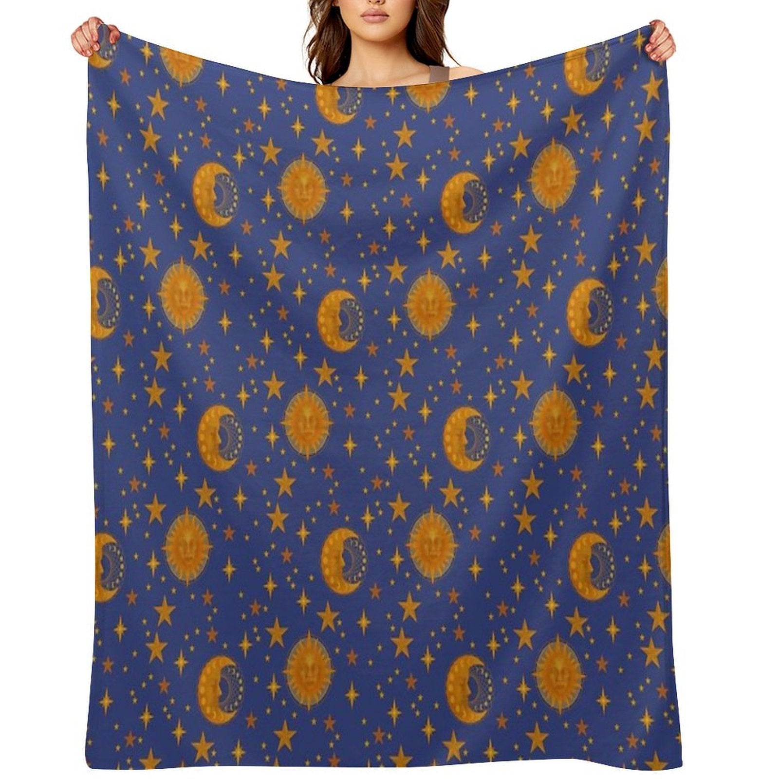 Bohemian 90's Sun And Moon Celestial Pattern Wrinkle-free Throw Blanket