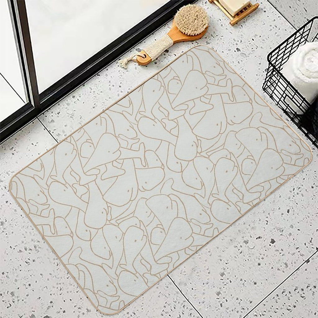 Seamless Line Drawing Whale Pattern Mint Green And Beige  Slip-Resistant Bath Mat