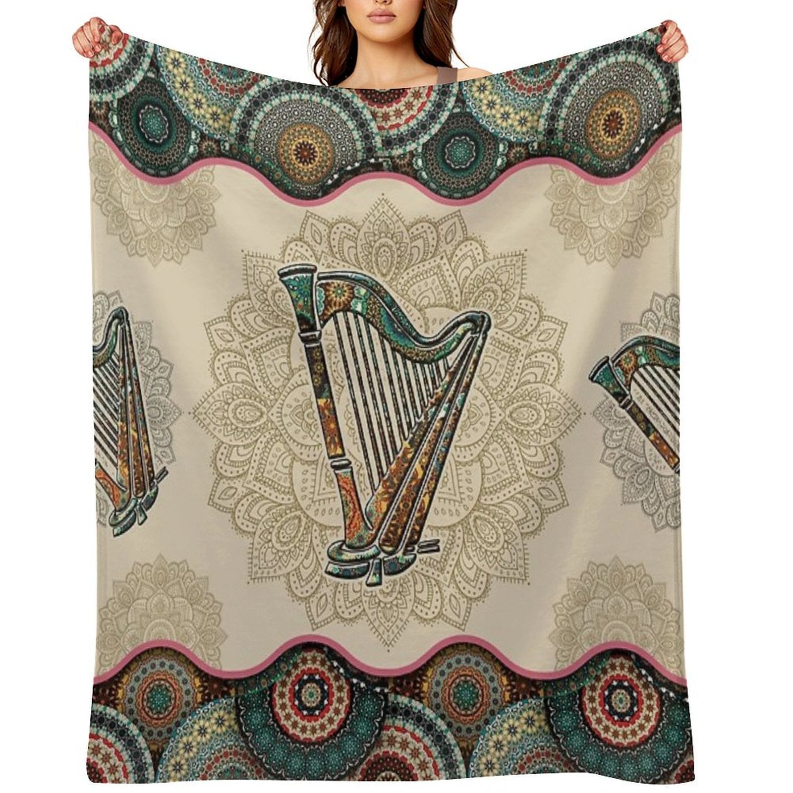 Harp Vintage Mandala Easy Care Throw Blanket