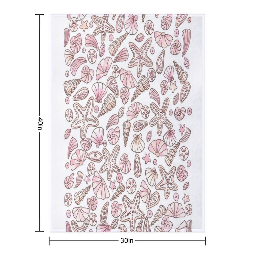 Millennial Pink Seashells Quick-dry Throw Blanket