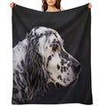 English Setter Dog With Hazel Eyes Premium Throw Blanket