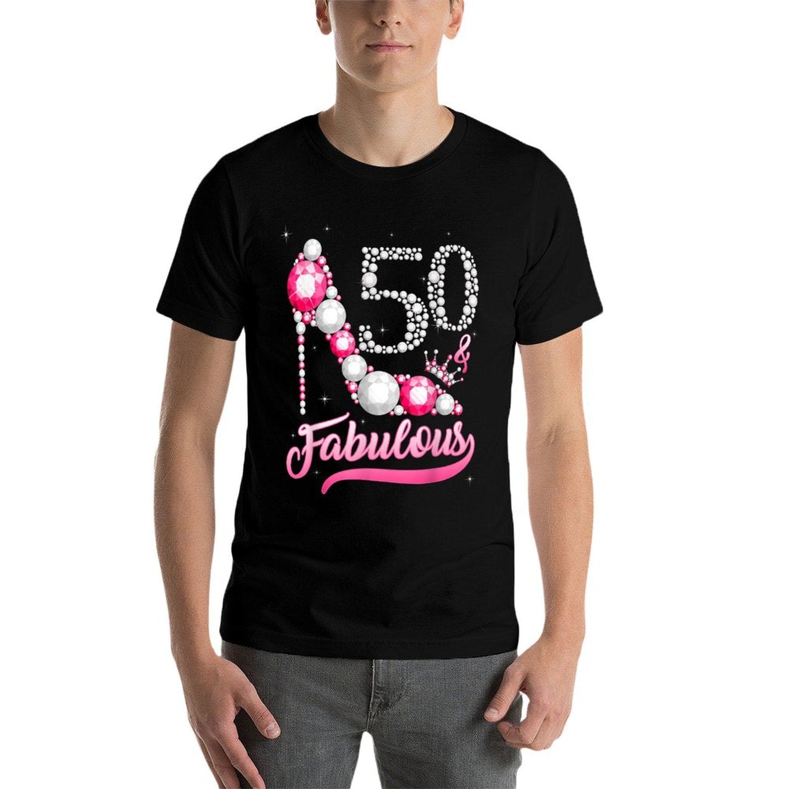 50 And Fabulous 50th Birthday Diamond  Tagless Design T-Shirt