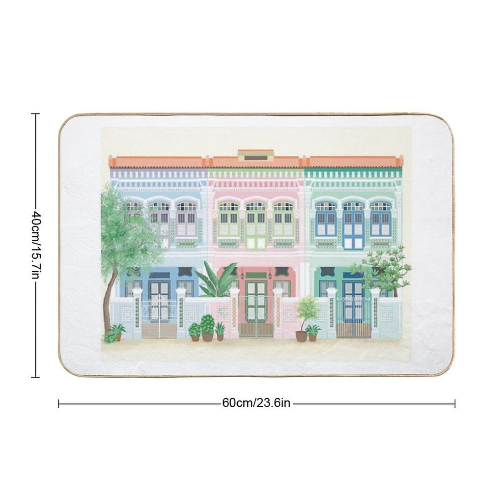 Peranakan Shophouses in Singapore  Multi-Purpose Bath Mat