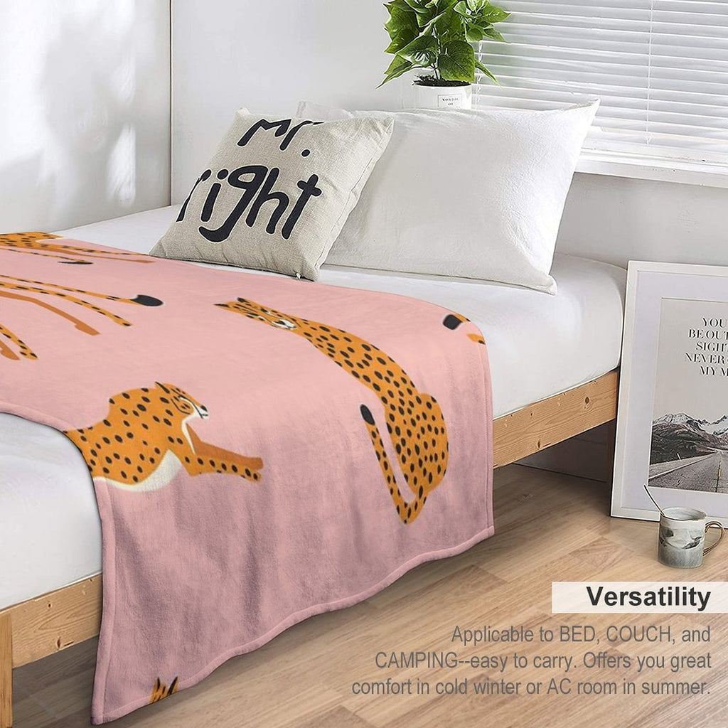 Cheetahs Pattern on Pink Gift-ready Throw Blanket
