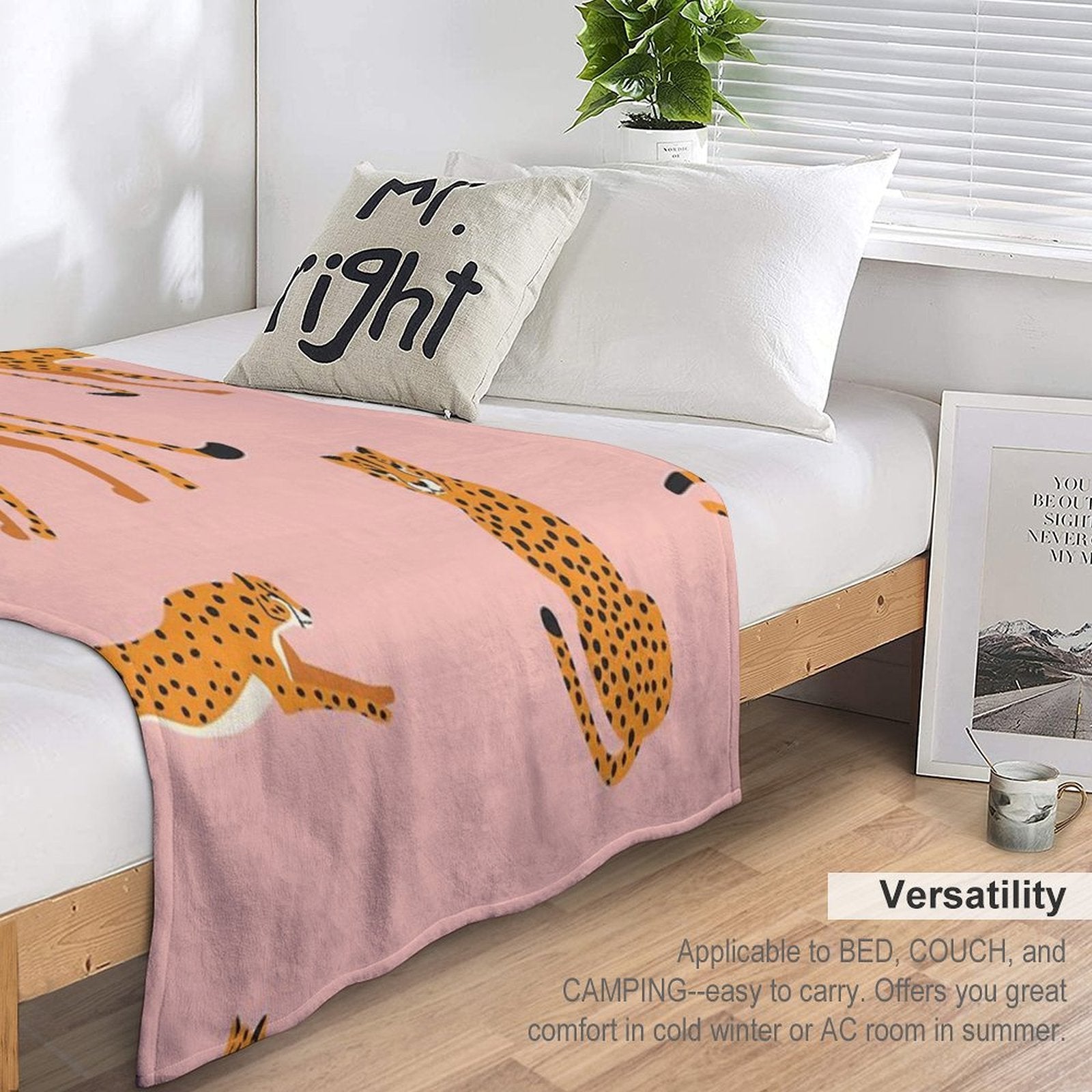 Cheetahs Pattern on Pink Gift-ready Throw Blanket