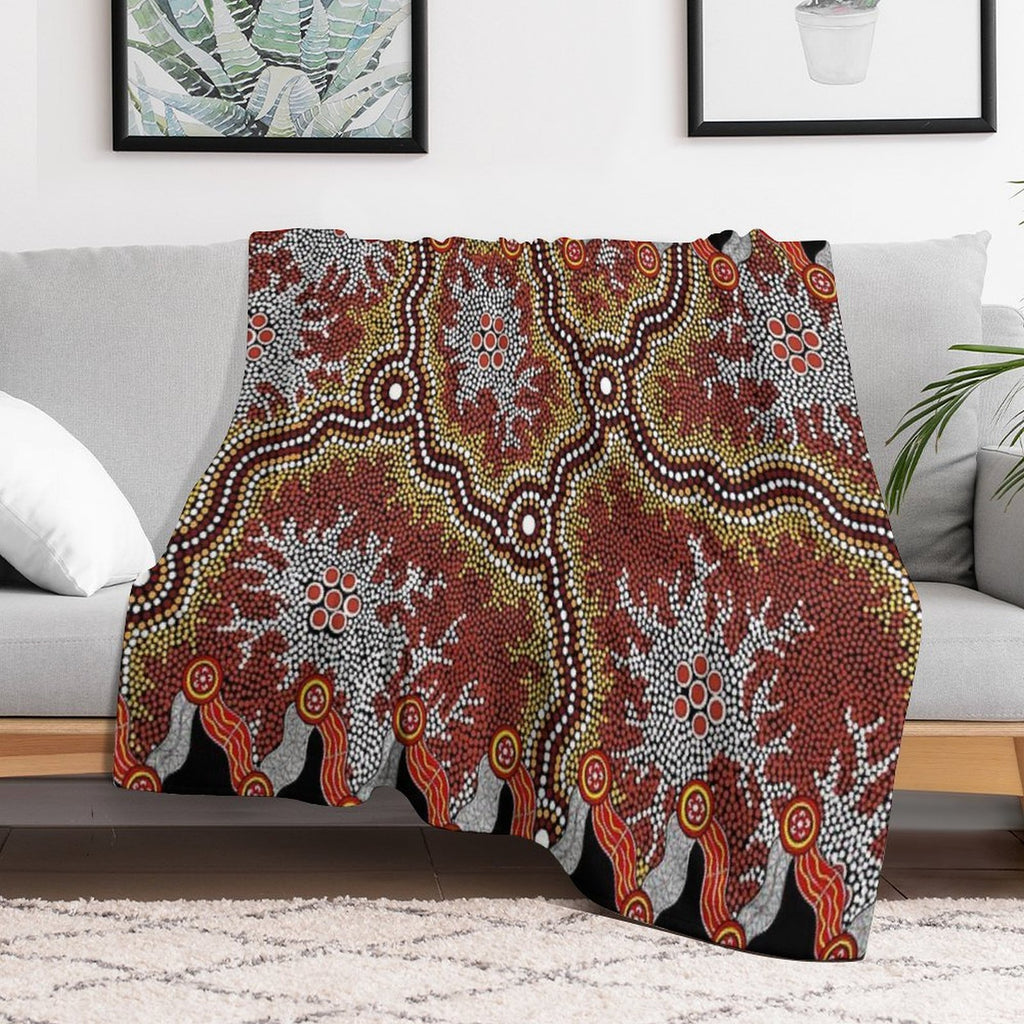 Aboriginal Art Authentic – Travels Plush Throw Blanket