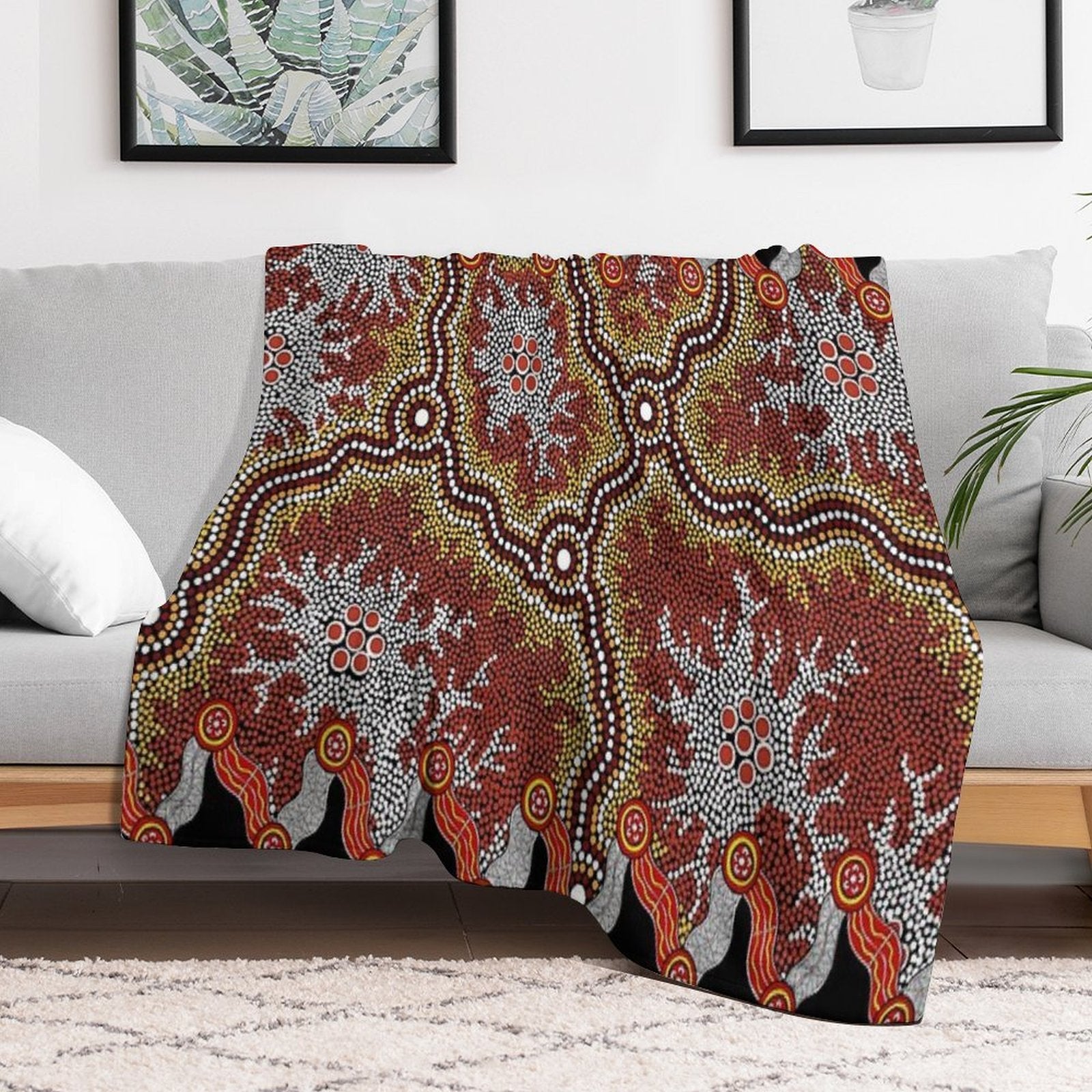 Aboriginal Art Authentic – Travels Plush Throw Blanket