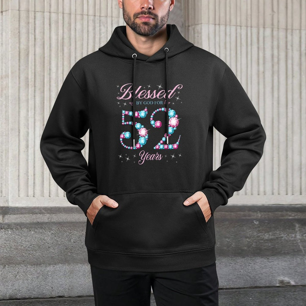 Blessed By God For 52 Years Old 52nd Birthday Woman Queen Medium-Weight Fabric Hoodie