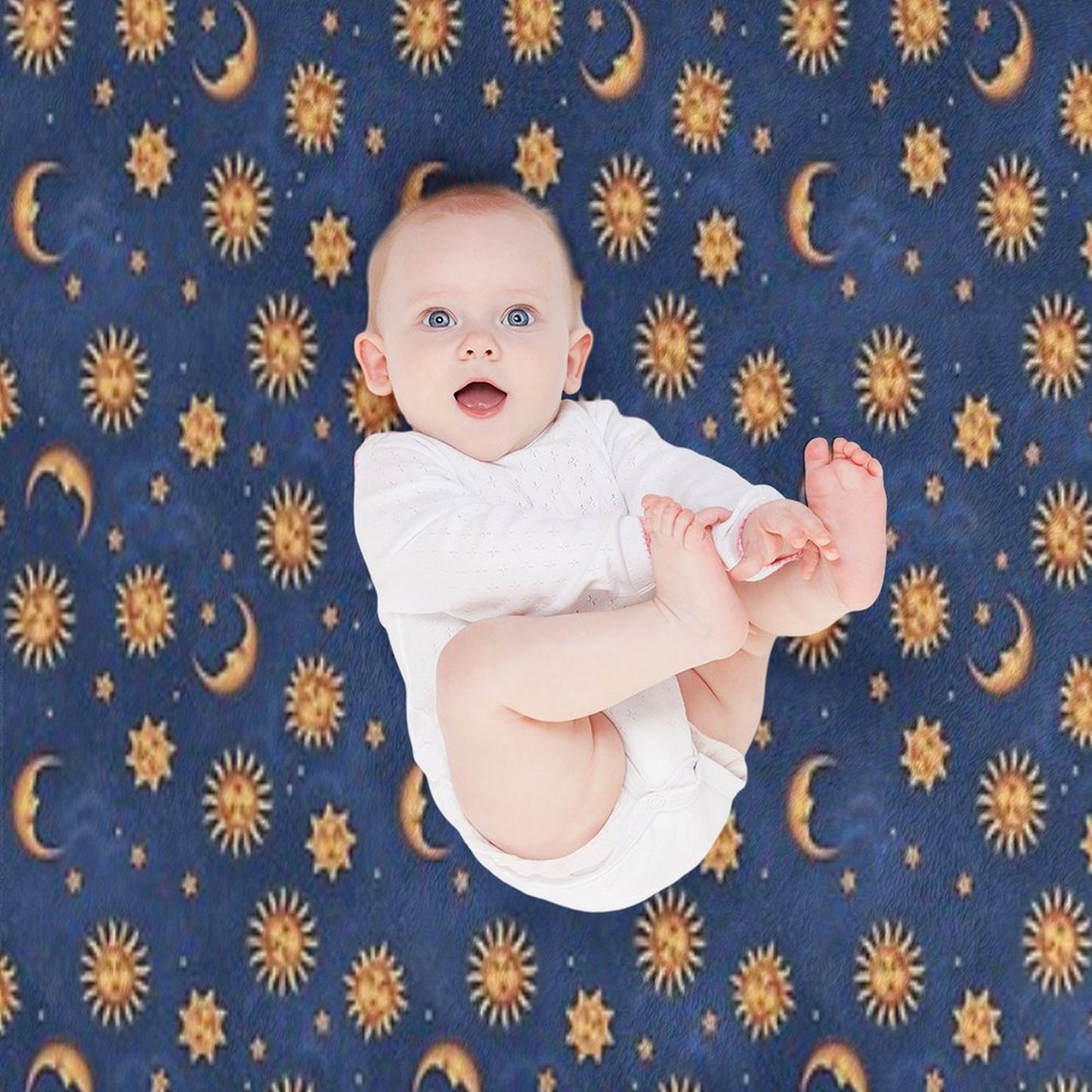 Retro Suns & Moons Machine-washable Throw Blanket