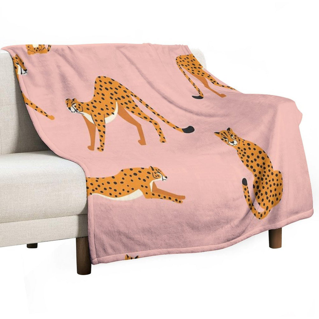 Cheetahs Pattern on Pink Gift-ready Throw Blanket