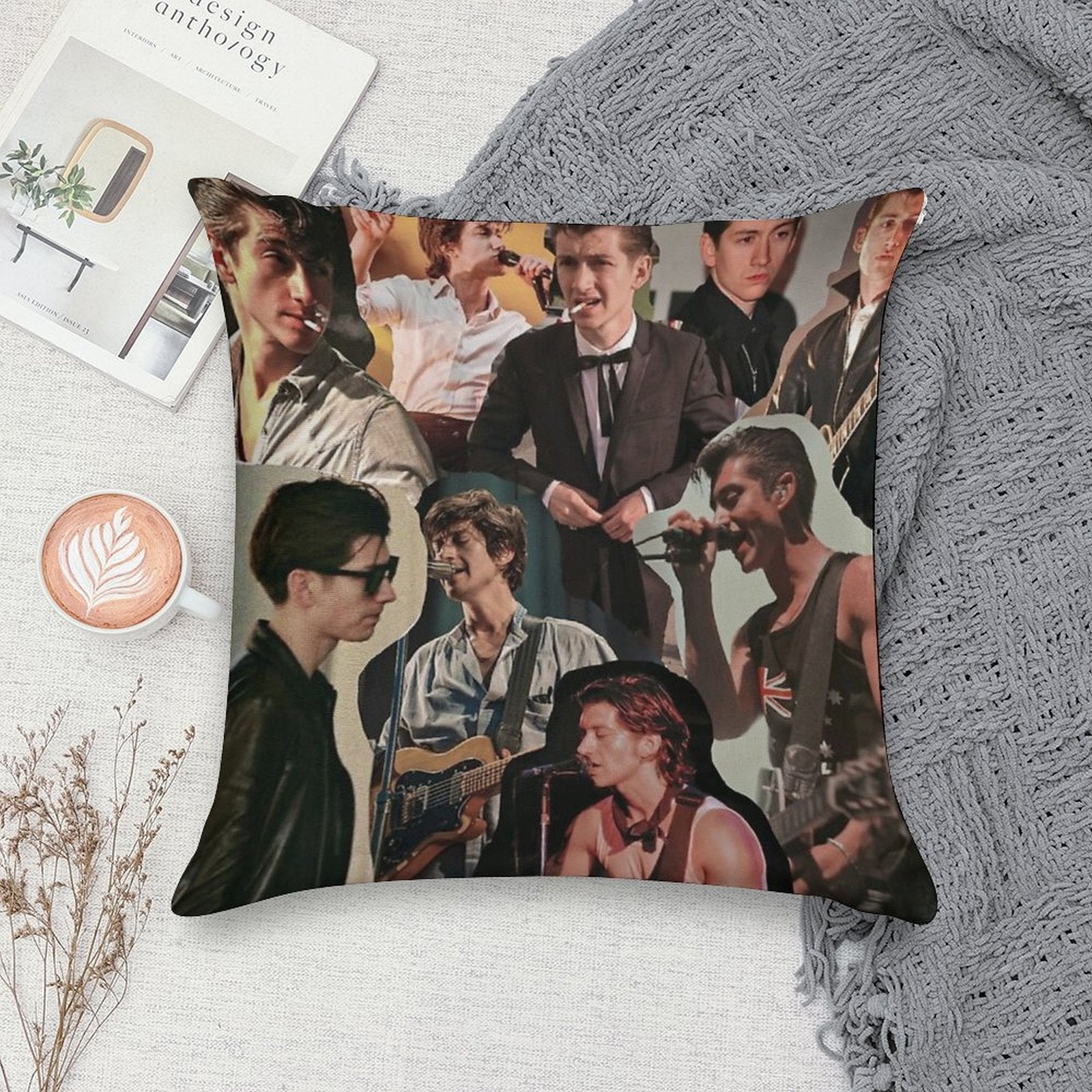 Alex Turner Arctic Monkeys Collage Soft Reinforced Edging Throw Pillow