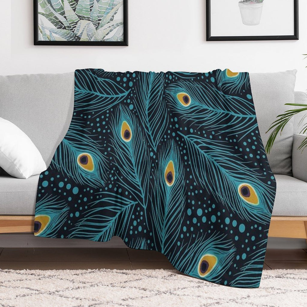 Feather Fantasy. Peacock Feathers Machine-washable Throw Blanket