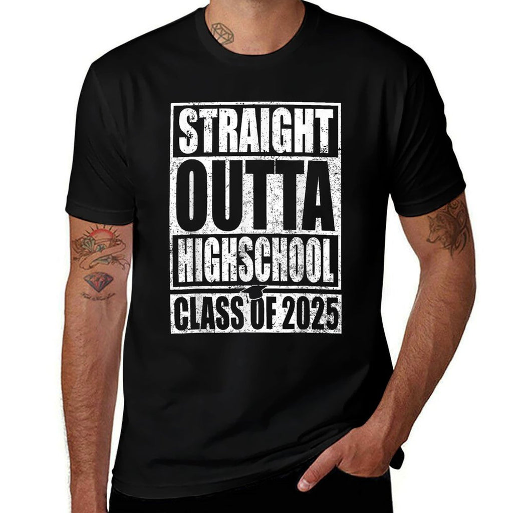 Straight Outta High School Graduation Class Of 2025 Grad  Graphic-printed T-Shirt