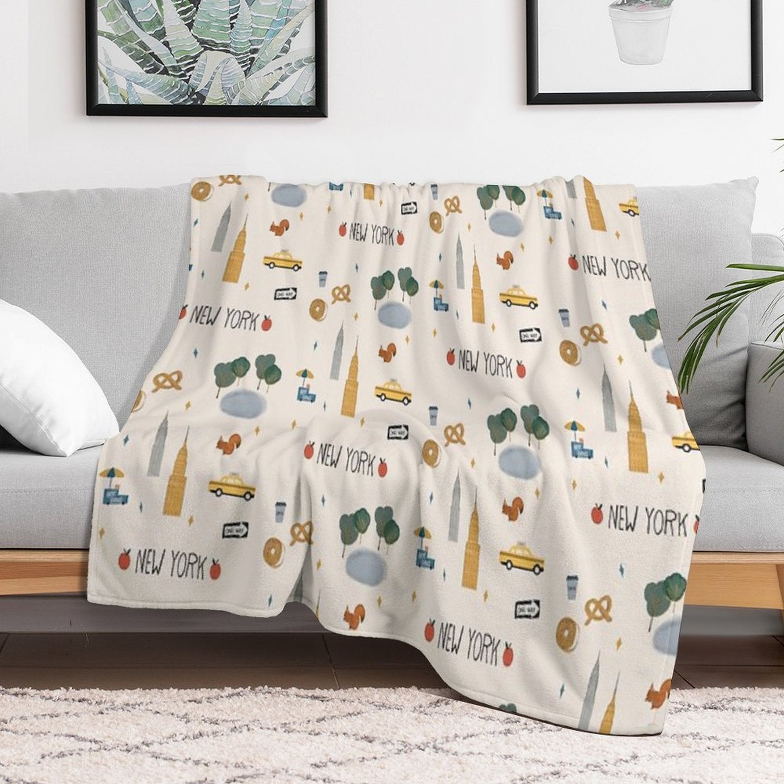 New York City Poster Easy Care Throw Blanket