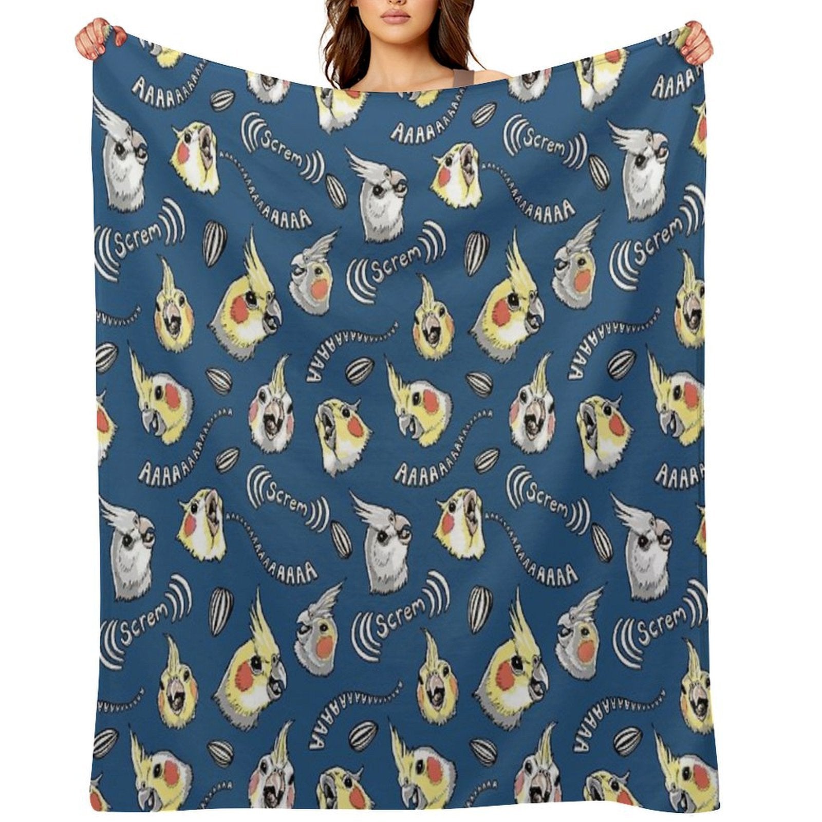 Cockatiel Screm Wrinkle-free Throw Blanket