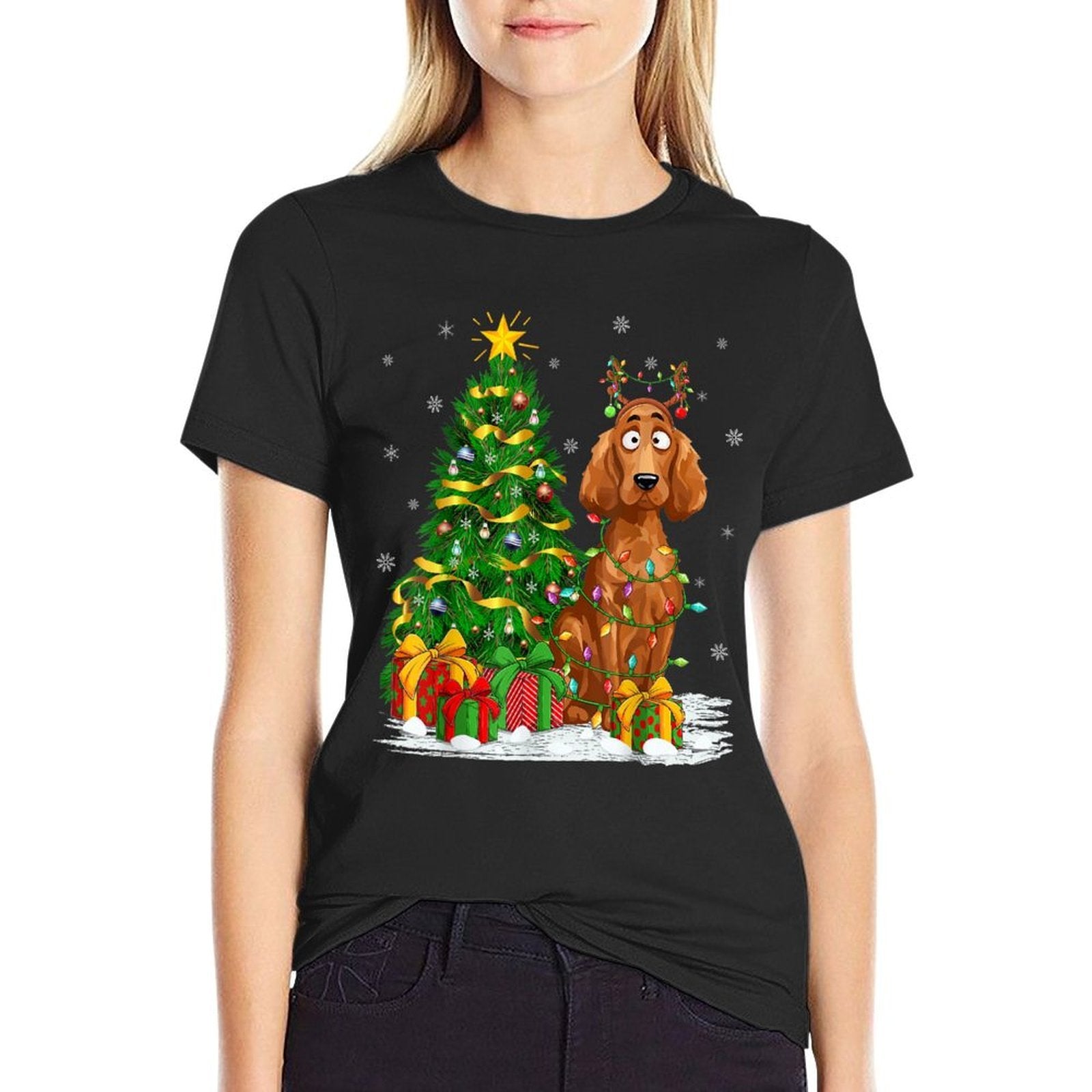 Irish Setter Dog Lover Xmas Lighting Irish Setter Christmas for Men Women Kids  Durable T-Shirt