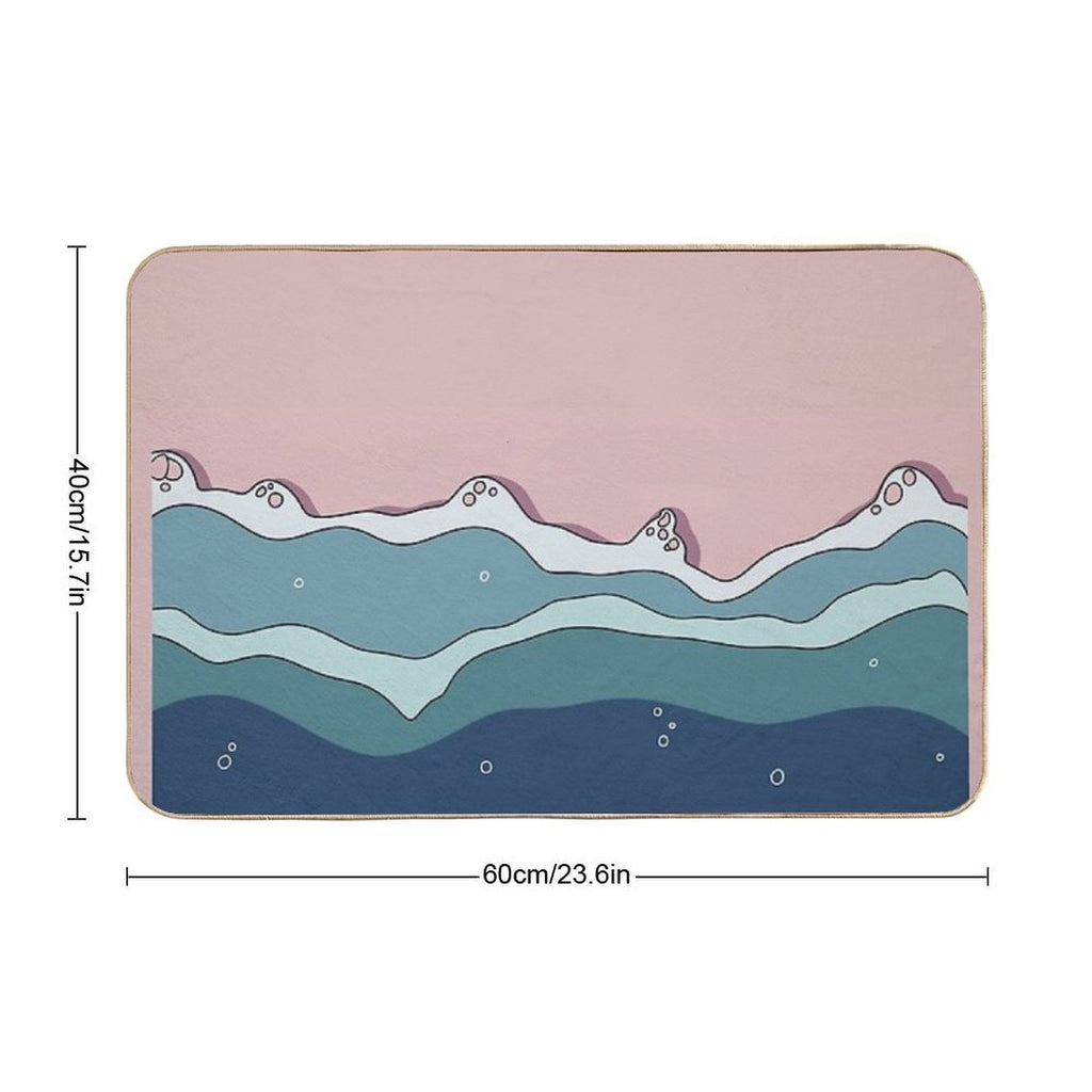 Cartoonish Seashore  Repositionable Bath Mat