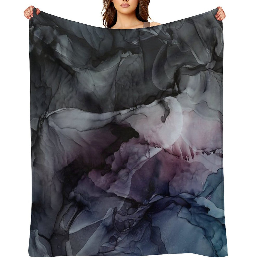 Moody Dark Chaos Inks Abstract Multi-functional Throw Blanket