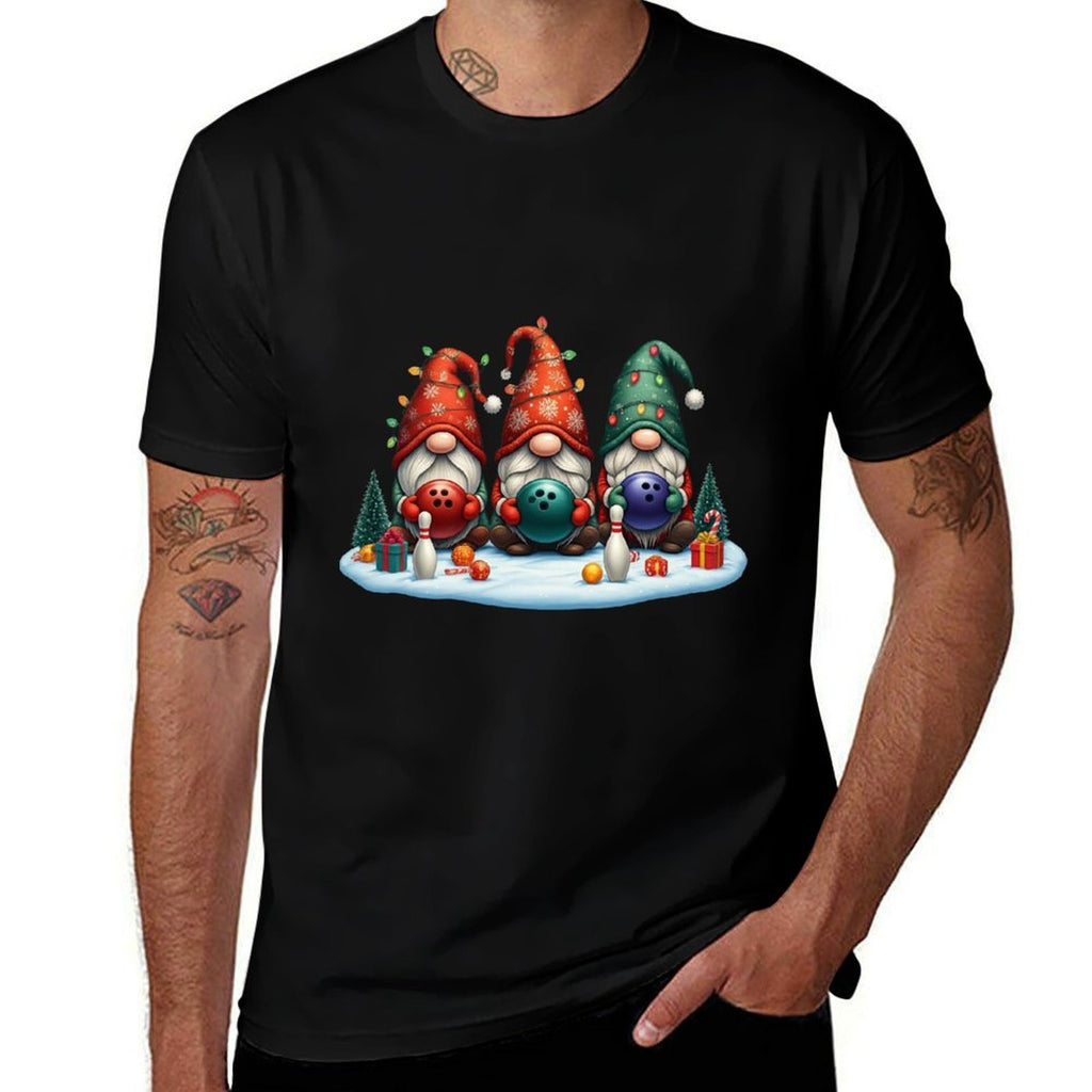 Funny Bowling Gnomies Christmas Gnome Bowler Womens Mens Kid  Breathable T-Shirt