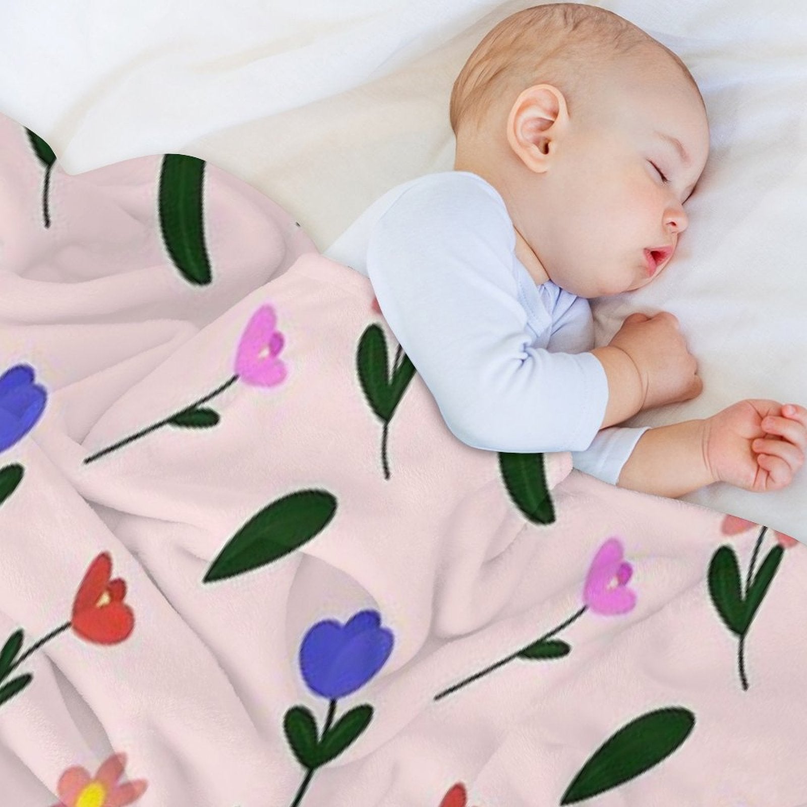 Pastel Flower Plush Throw Blanket