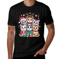 Cat Christmas Men Women Kids Santa Reindeer Kitten Cat Xmas  Rolled Sleeves T-Shirt