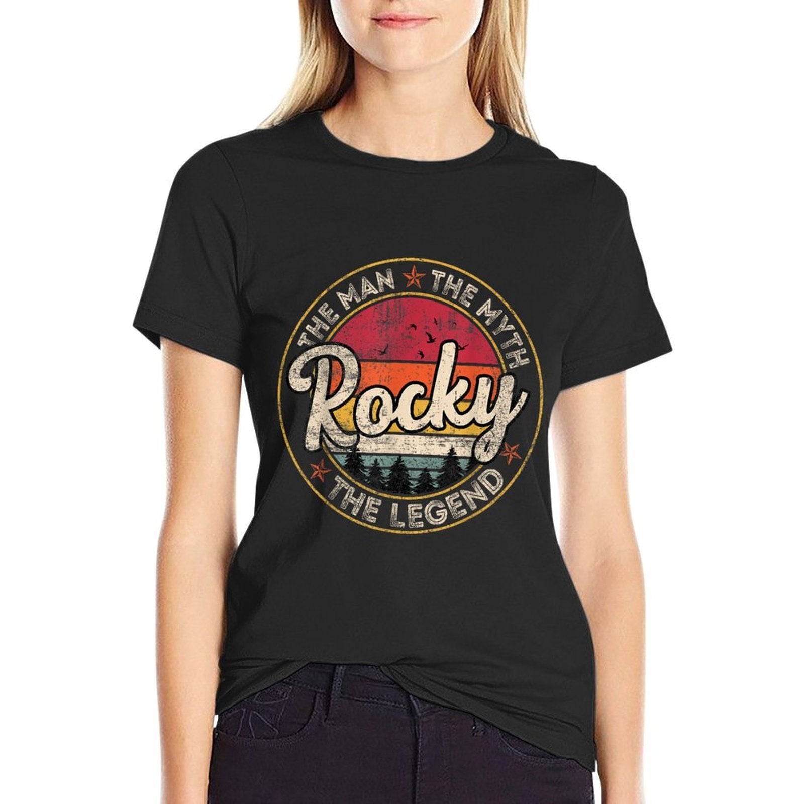 Rocky The Man The Myth The Legend Personalized Name  Oversized Silhouette T-Shirt