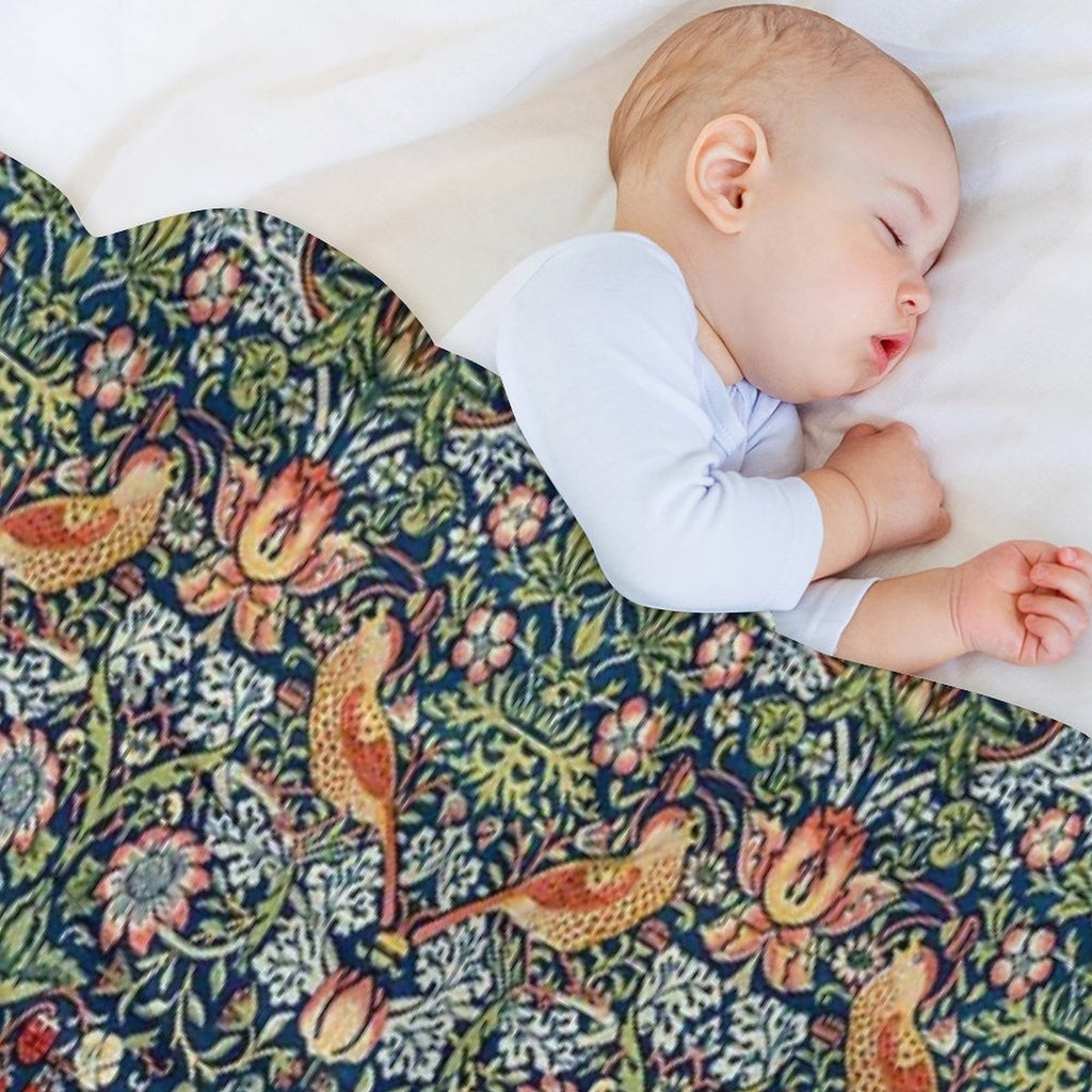 The Strawberry Thief William Morris Pattern Travel-friendly Throw Blanket