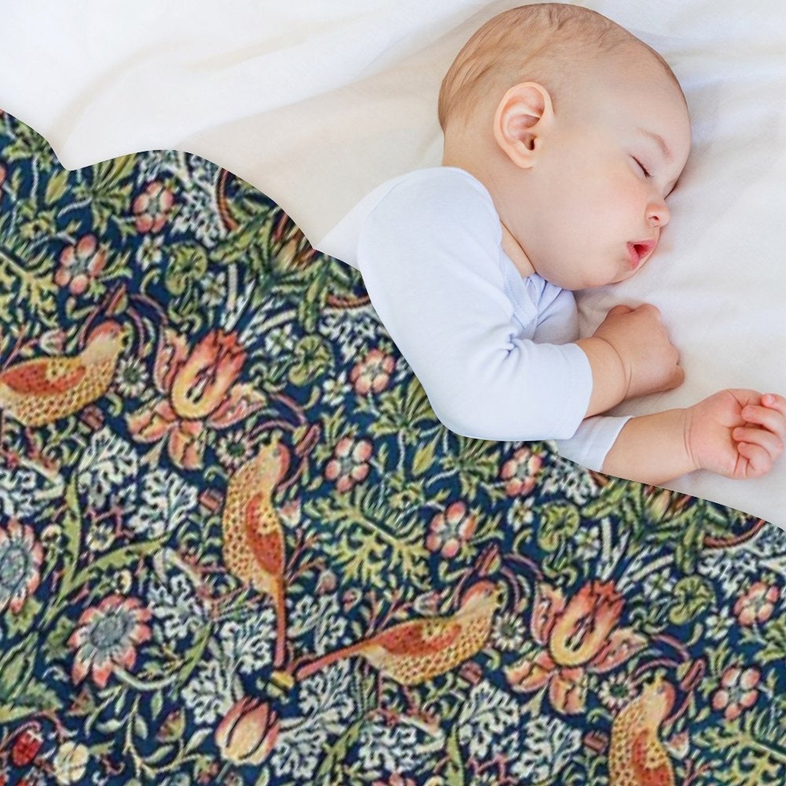 The Strawberry Thief William Morris Pattern Travel-friendly Throw Blanket