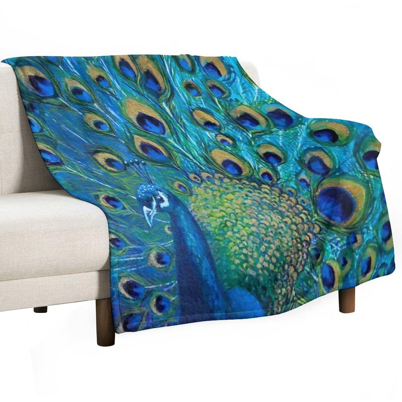 Peacock Full Glory 2 Machine-washable Throw Blanket