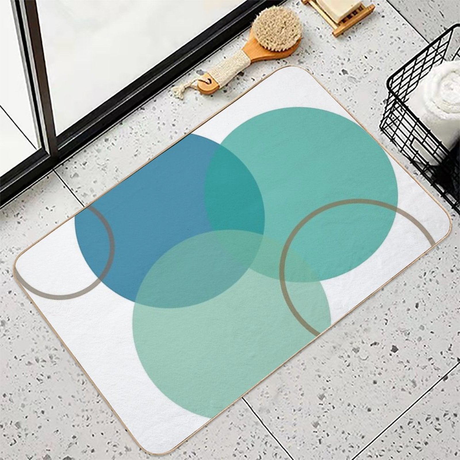 Teal Circles  Fade-Resistant Bath Mat