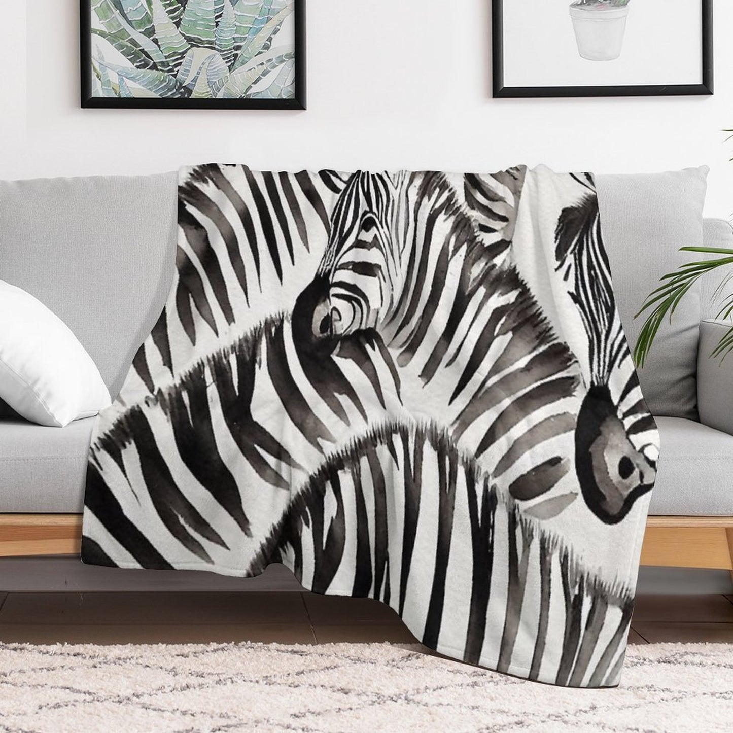 Zebra Watercolor Print, Animal Print, Durable Throw Blanket