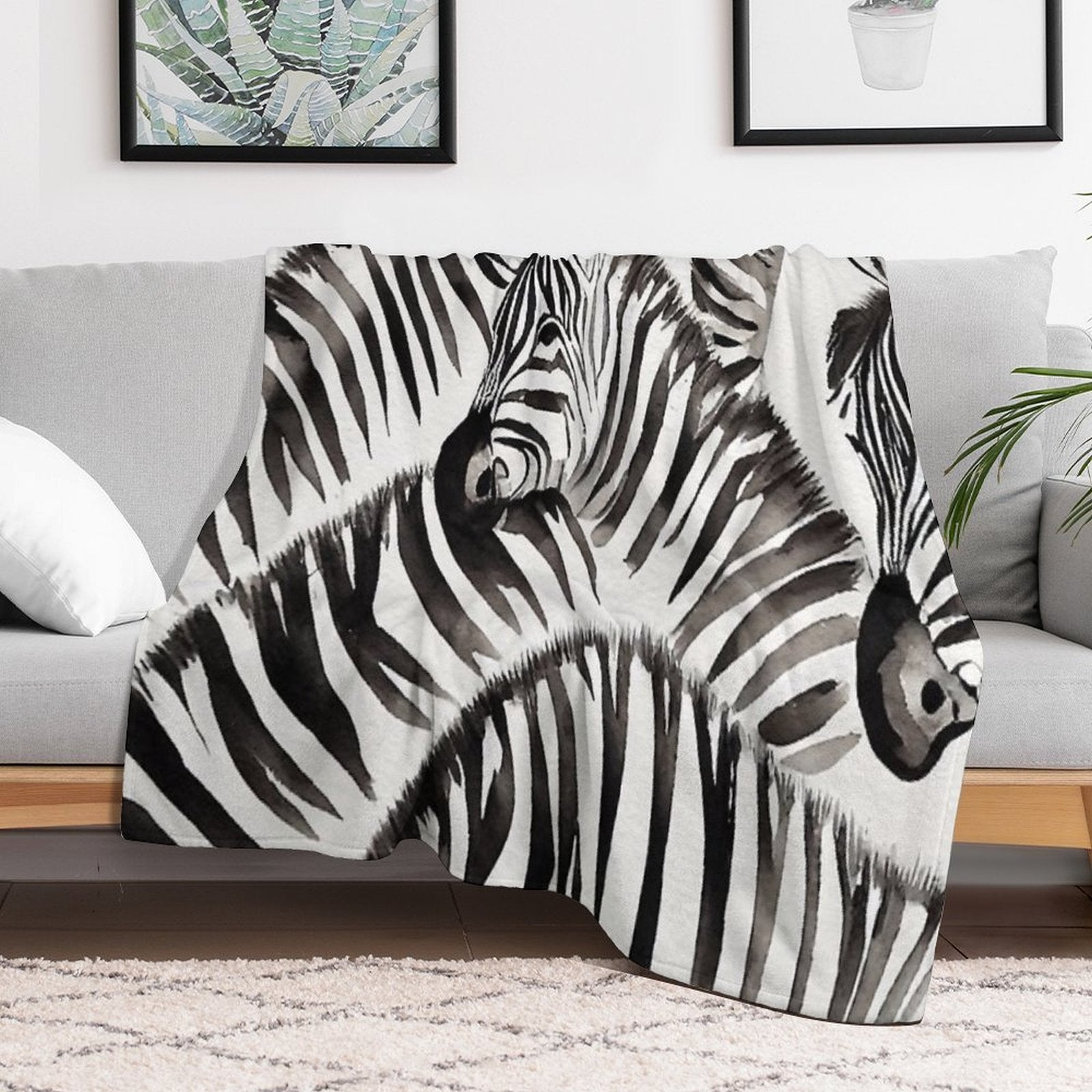 Zebra Watercolor Print, Animal Print, Durable Throw Blanket