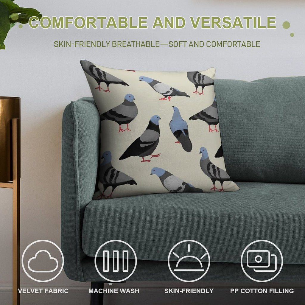 Design 33 - The Pigeons Soft Warmth Comfort Throw Pillow