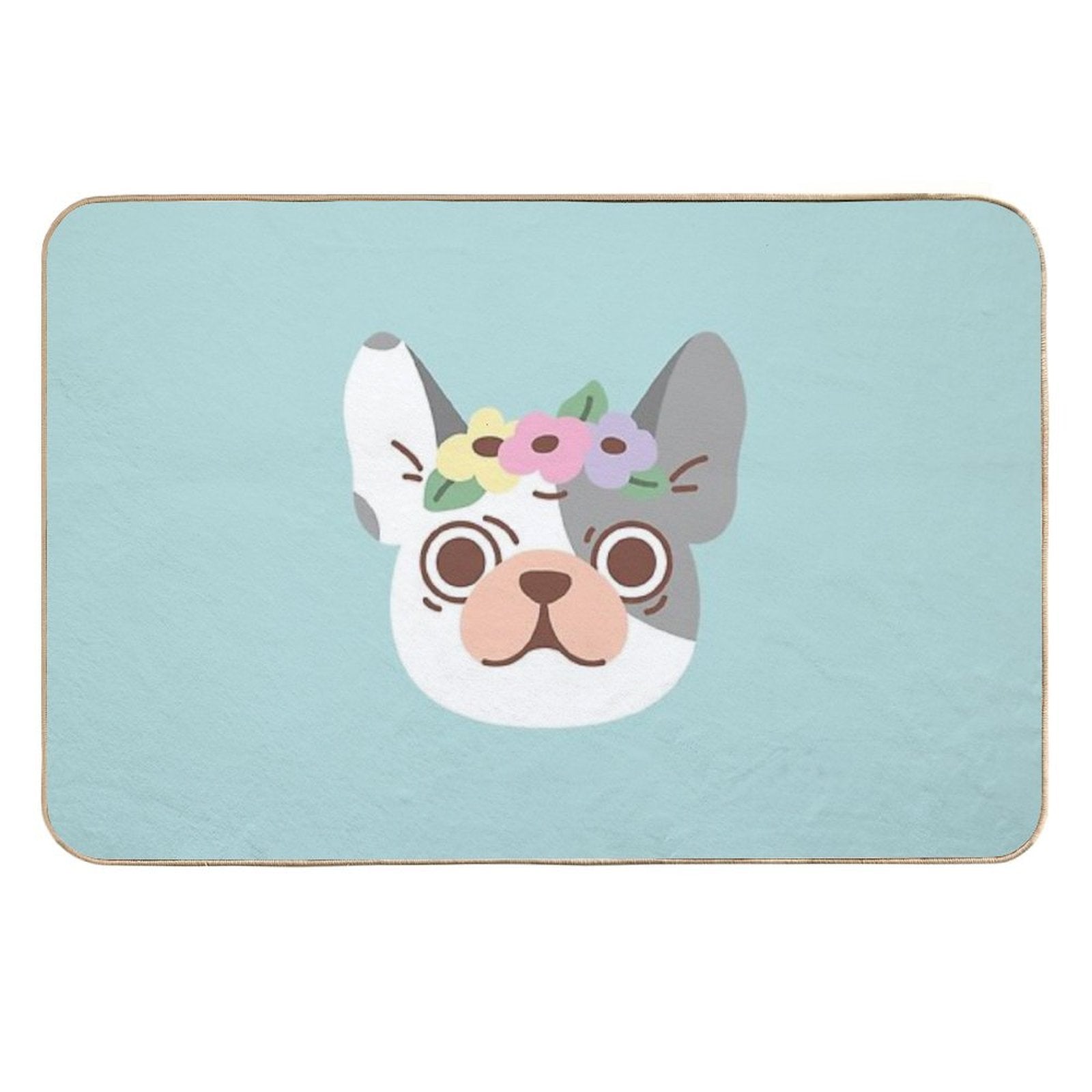 French Bulldog And Flowers  Fade-Resistant Bath Mat