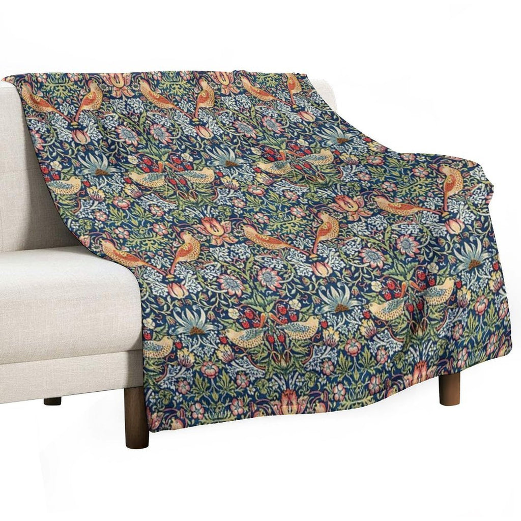 The Strawberry Thief William Morris Pattern Travel-friendly Throw Blanket