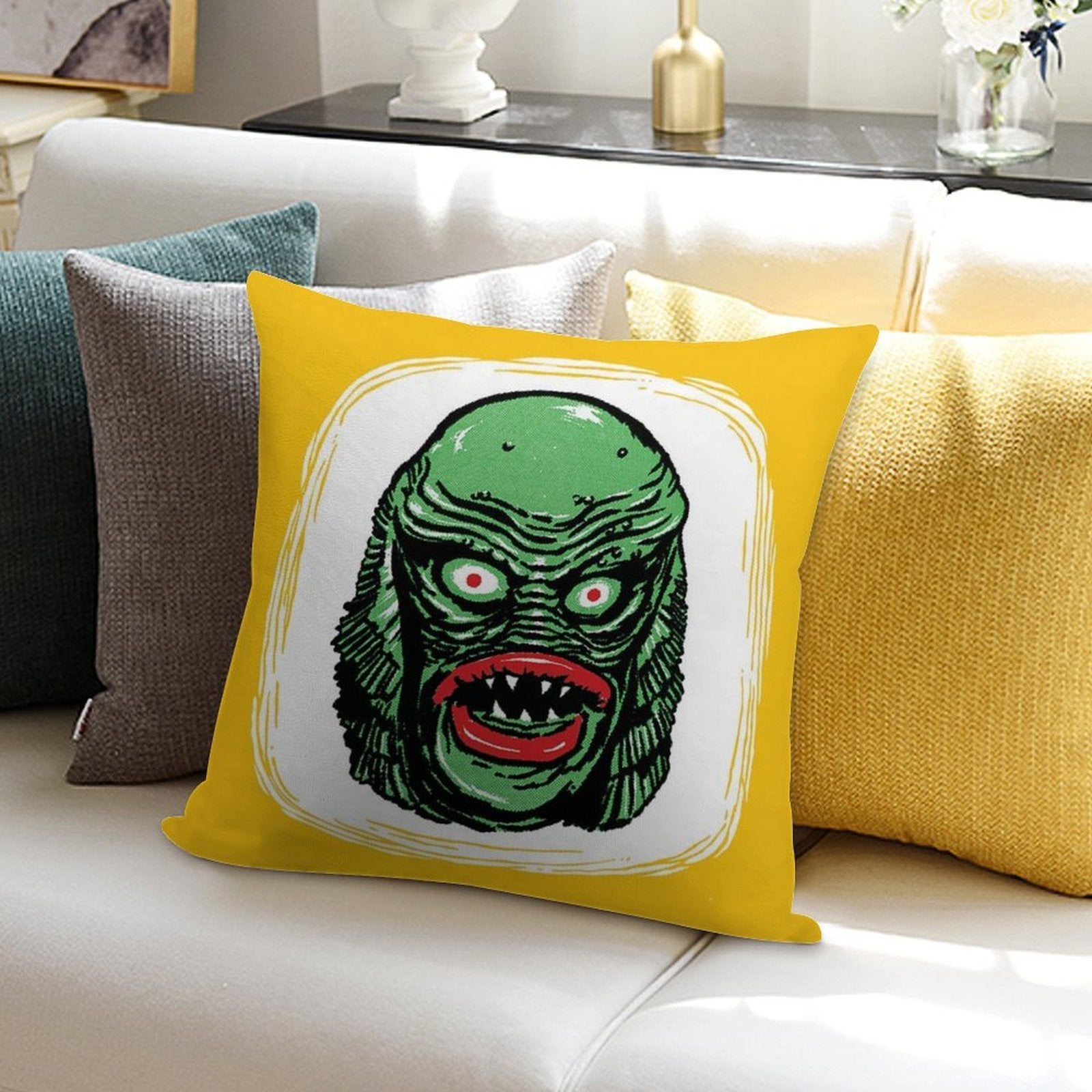 CREATURE from The BLACK LAGOON Soft Reinforced Edging Throw Pillow