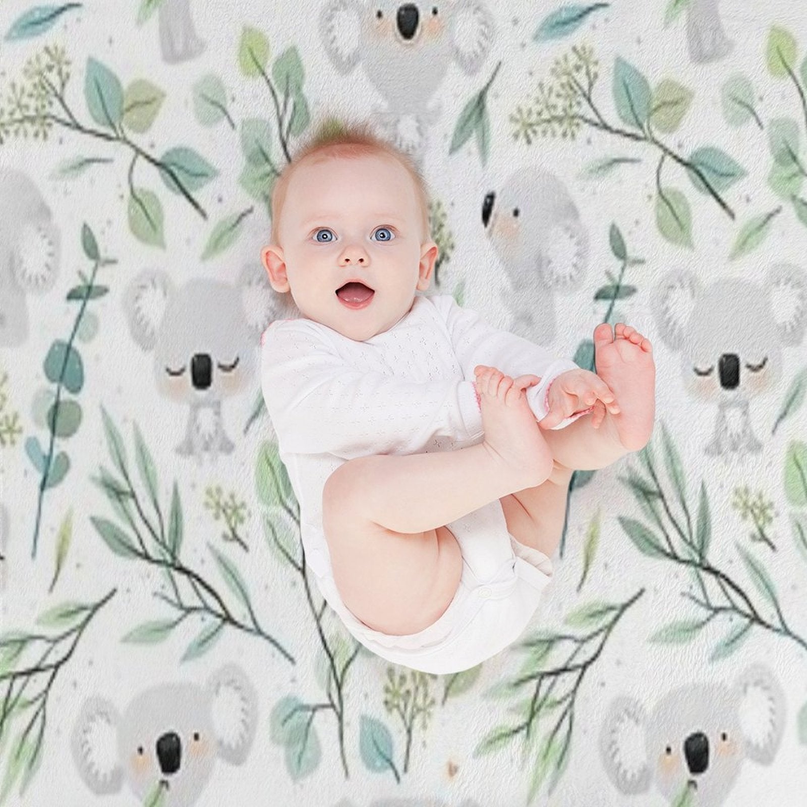 Koala And Eucalyptus Pattern Shrink-resistant Throw Blanket