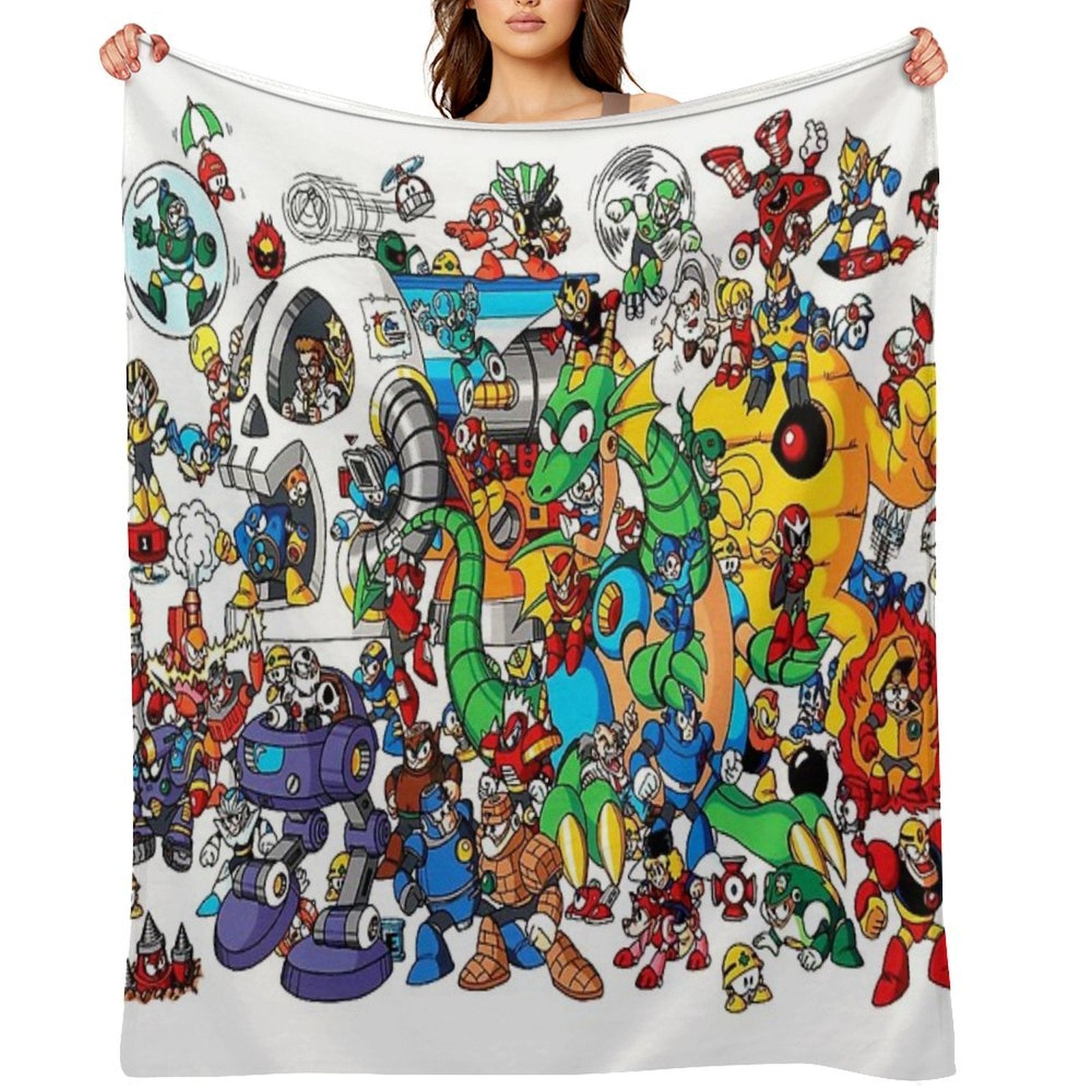 Mega Man And All of His Enemies Shrink-resistant Throw Blanket