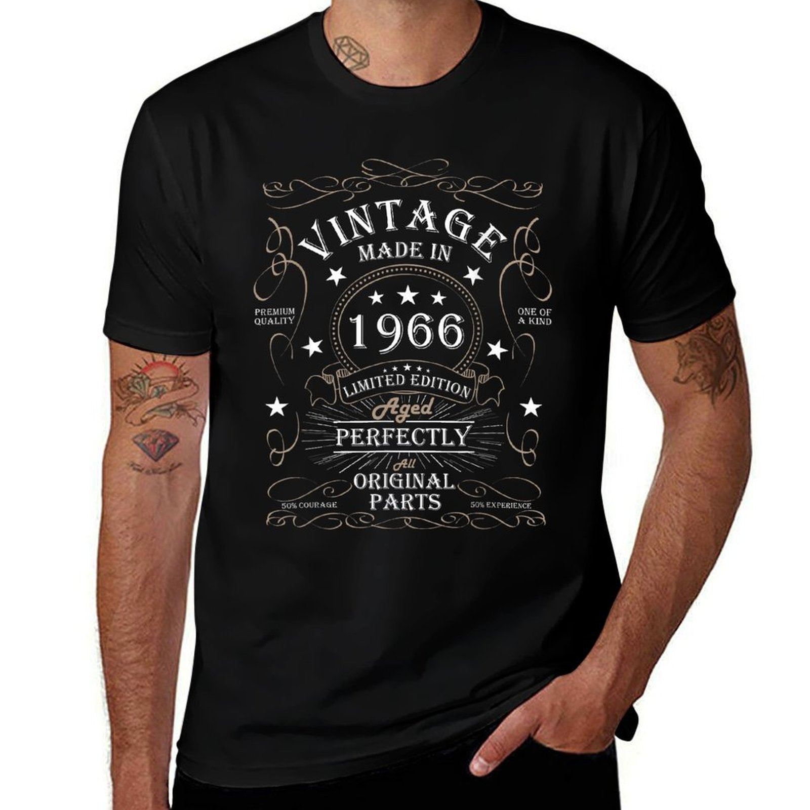59th Birthday Retro Limited Edition Man Woman Vintage 1966  Ribbed Collar T-Shirt