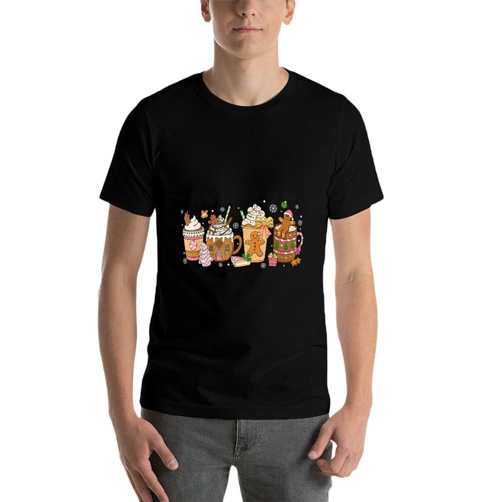 Gingerbread Cookie Christmas Coffee Cups Latte Drink Women  Relaxed-fit T-Shirt