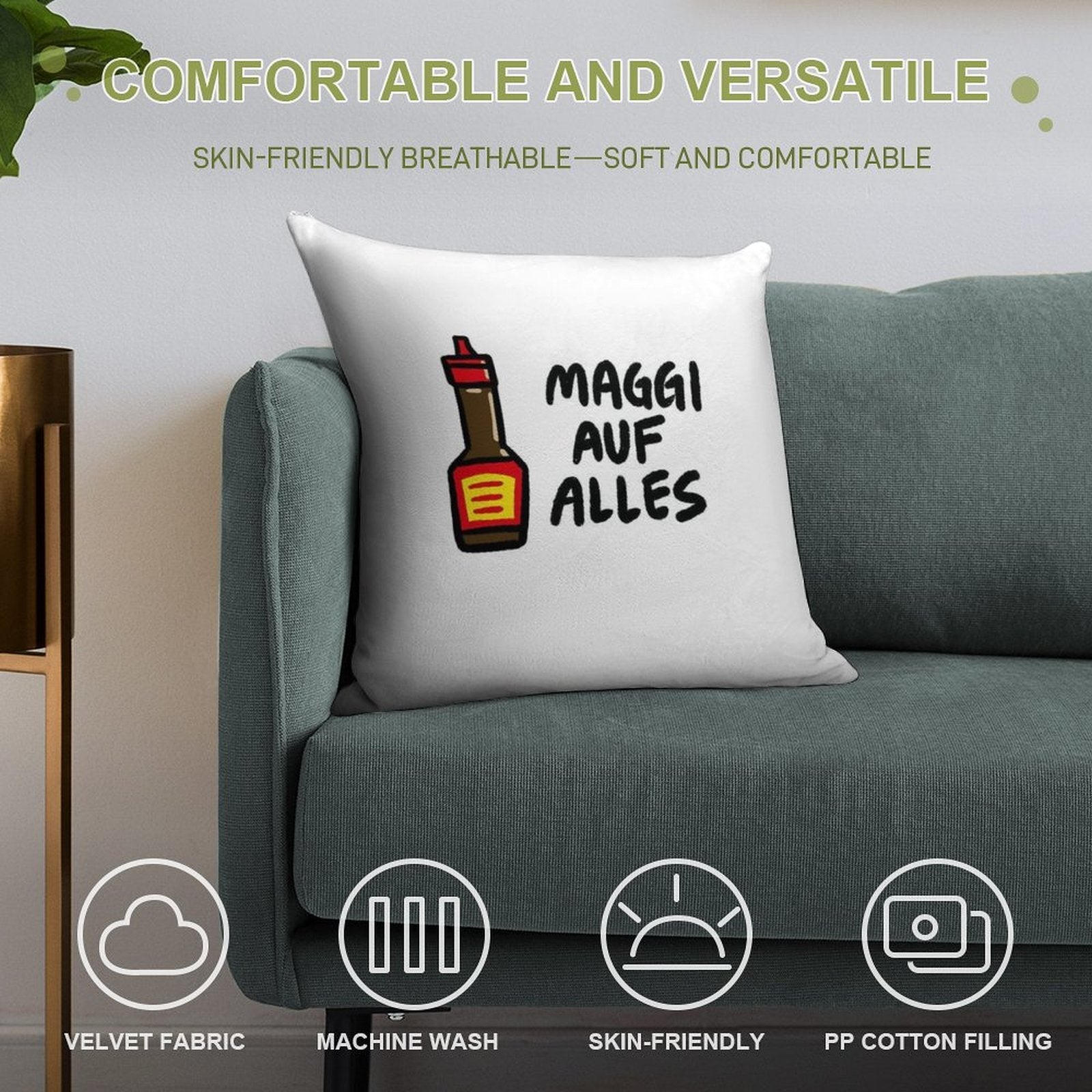 Maggi Auf Alles (Deutsch) Soft Bedroom Essential Throw Pillow