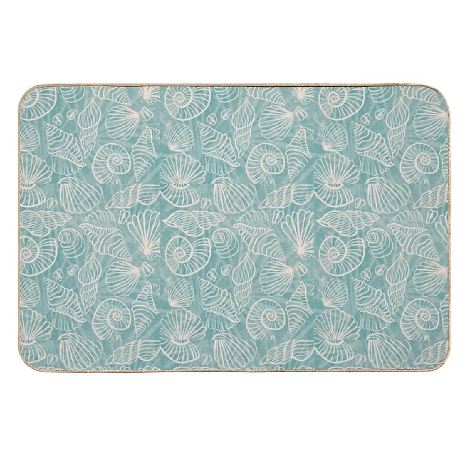 Summer Seashell - Blue Vintage Holiday Season - Relax  Repositionable Bath Mat